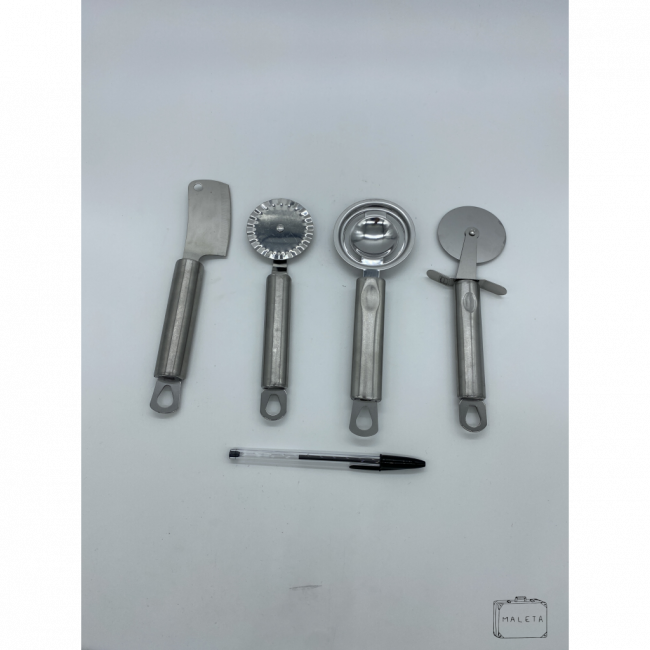 JOGO DE UTENSÍLIOS DE SERVIÇOS INOX CABO ESCOVADO (04 PEÇAS)