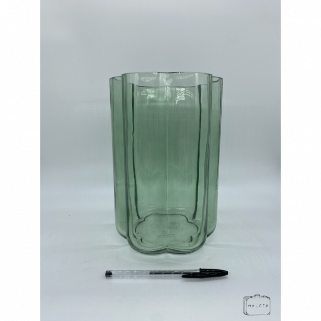 VASO VIDRO ESVERDEADO FORMATO FLOR