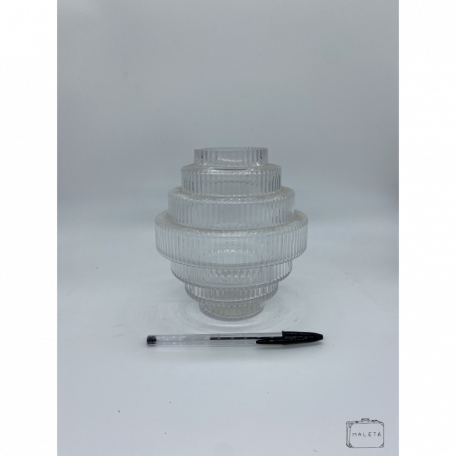 VASO VIDRO TEXTURA LISTRAS ESCADINHA