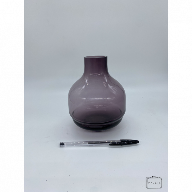VASO VIDRO ROXO BOJUDO BOCA FINA