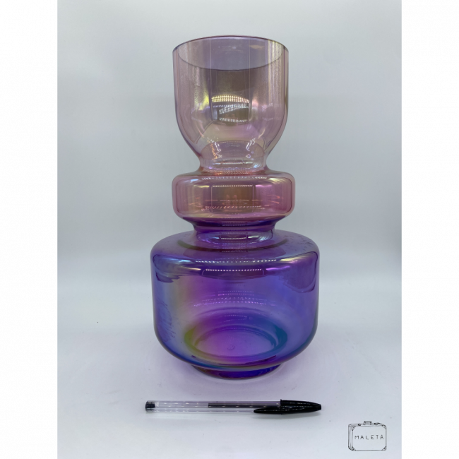 VASO VIDRO ROXO E ROSA OLOGRÁFICO GRANDE