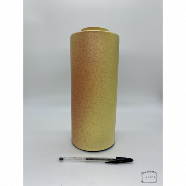 VASO CERÂMICA AMARELO MANCHAS LARANJA ALTO