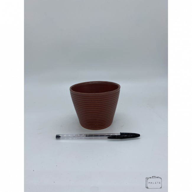 VASO CERÂMICA BAIXO BORDÔ LISTRINHAS