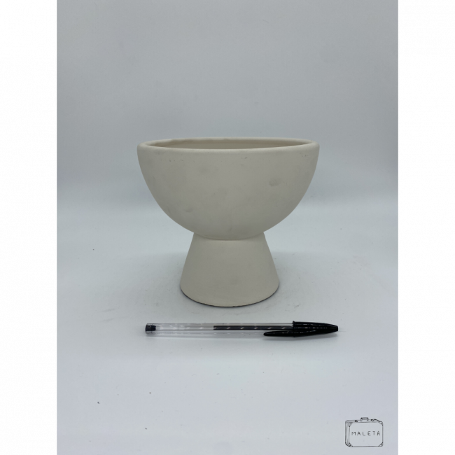 VASO CERÂMICA BRANCO BOWL COM PÉ