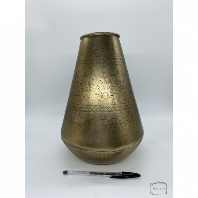 VASO METAL ALTO DOURADO COM DESENHOS