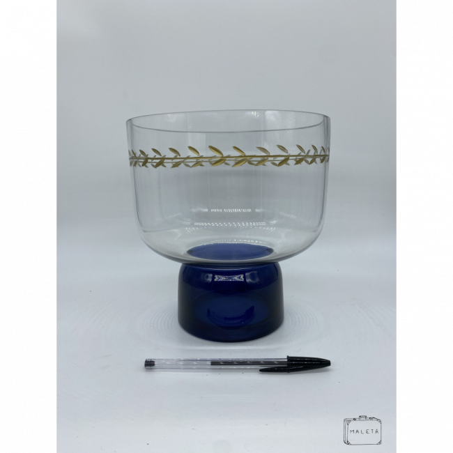 VASO VIDRO BASE AZUL \