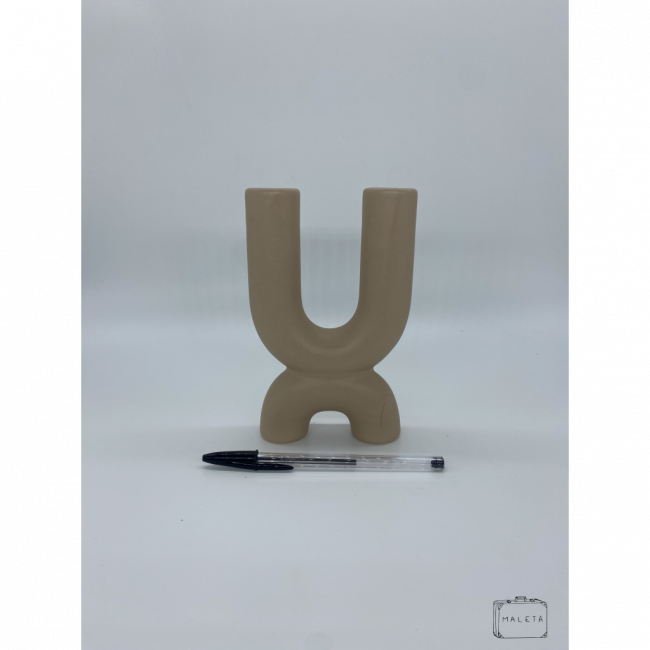 CASTIÇAL DUPLO CERÂMICA NUDE