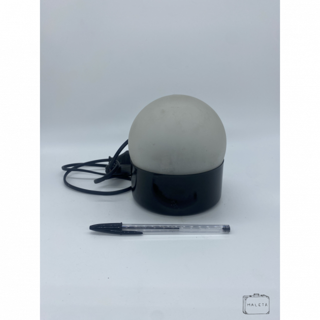 LUMINÁRIA VIDRO JATEADO BOLA SUPORTE PRETO