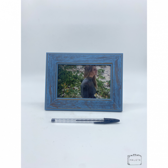 PORTA RETRATO MOLDURA MADEIRA AZUL \