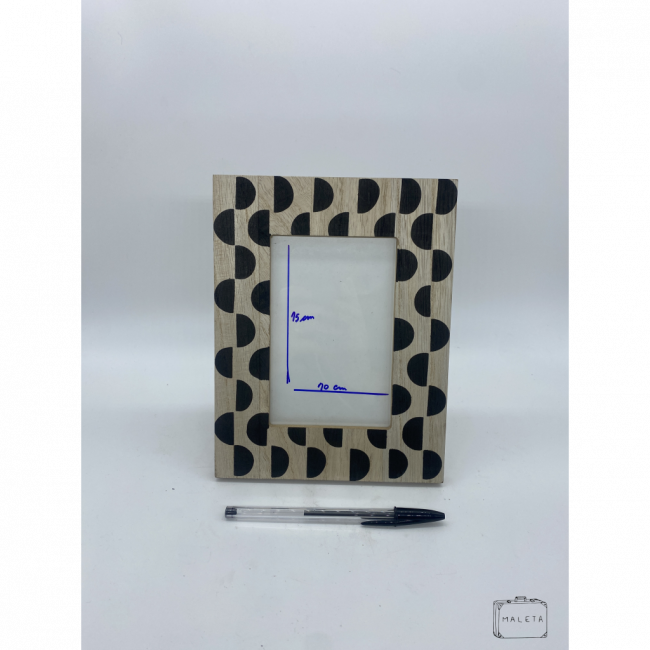 PORTA RETRATO PRETO E BRANCO MADEIRA - 10X15