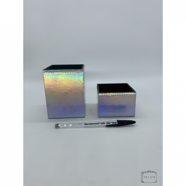 PORTA-CANETA + PORTA CLIPES HOLOGRÁFICOS (02 PEÇAS)
