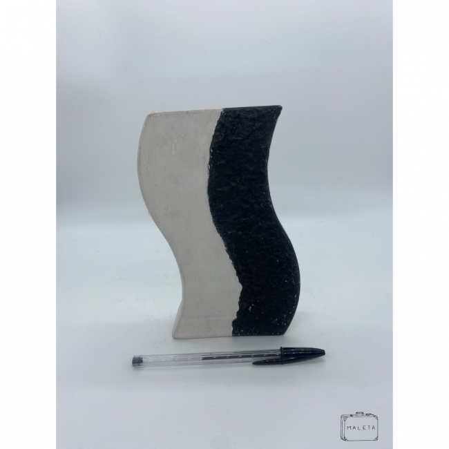 VASO CERÂMICA PRETO E BRANCO \
