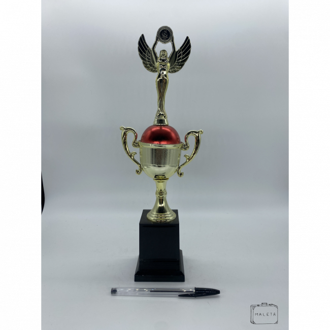 TROFÉU DOURADO COM VERMELHO MÉDIO