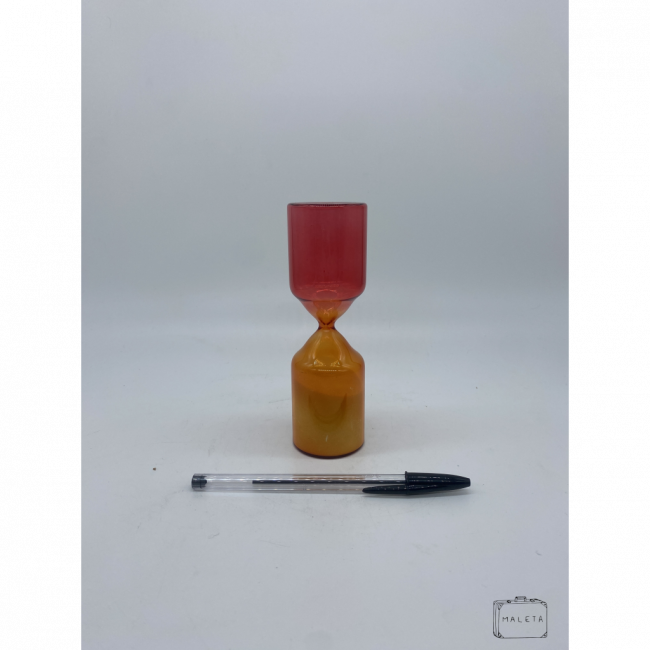 AMPULHETA VIDRO ROSA E LARANJA