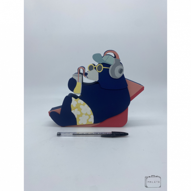 ENFEITE PRATELEIRA URSO SURFISTA AZUL