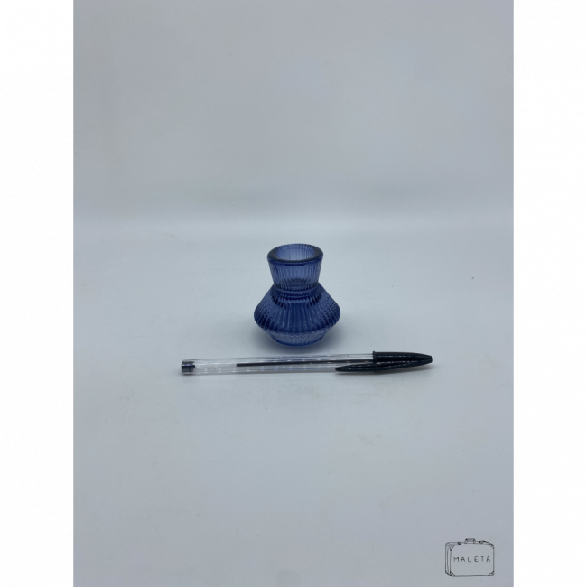 CASTIÇAL VIDRO TEXTURADO AZUL PEQUENO