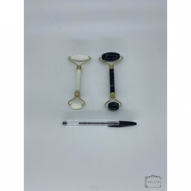 ROLLER PEDRA DE JADE PARA SKIN CARE (PRETO E BRANCA)