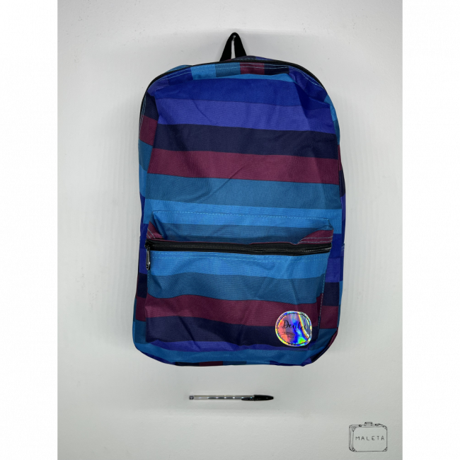 MOCHILA LISTRADA AZUL, ROXO E BORDÔ - DENLEX