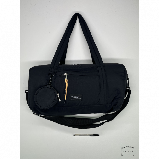 BOLSA TRANSVERSAL PRETA TACTEL COM BOLSINHA DE MOEDAS