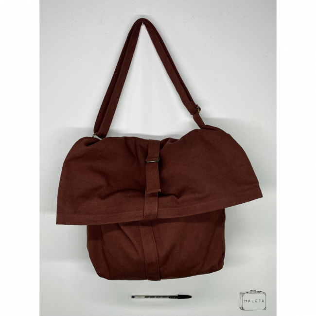 BOLSA TRANSVERSAL MARROM LONA