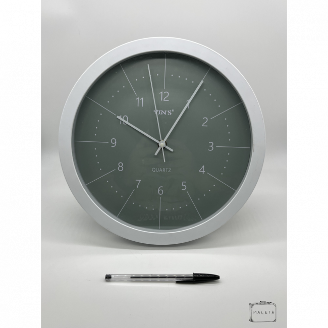 RELÓGIO DE PAREDE REDONDO BORDA BRANCA FUNDO VERDE - QUARTZ