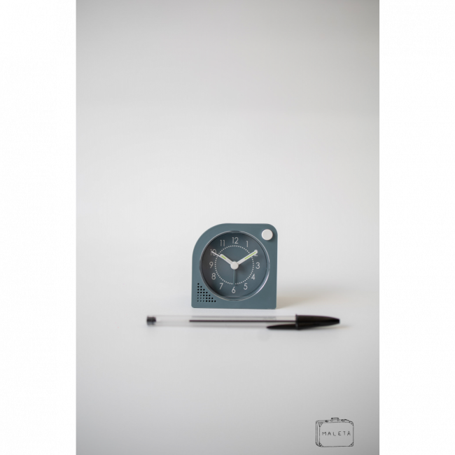 RELÓGIO DE MESA QUADRADO VERDE BOTÃO BRANCO FRONTAL