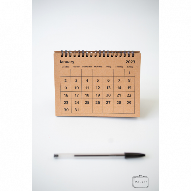 CALENDÁRIO DE MESA 2023 PARDO COM ESPIRAL
