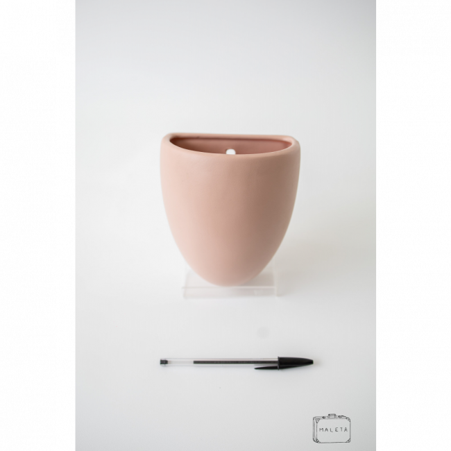 VASO DE CERÂMICA DE PAREDE ROSA
