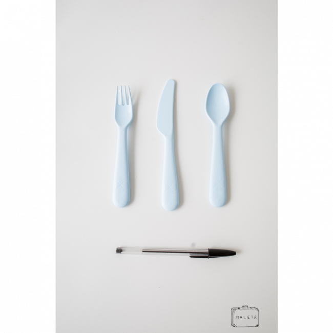 KIT TALHER INFANTIL DE PLÁSTICO AZUL - 3 PEÇAS