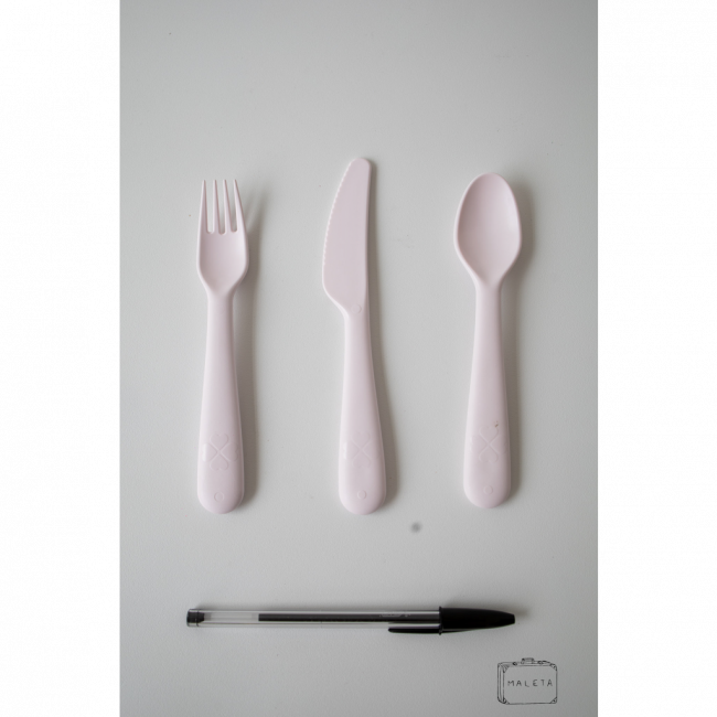 KIT TALHER INFANTIL DE PLÁSTICO ROSA - 3 PEÇAS
