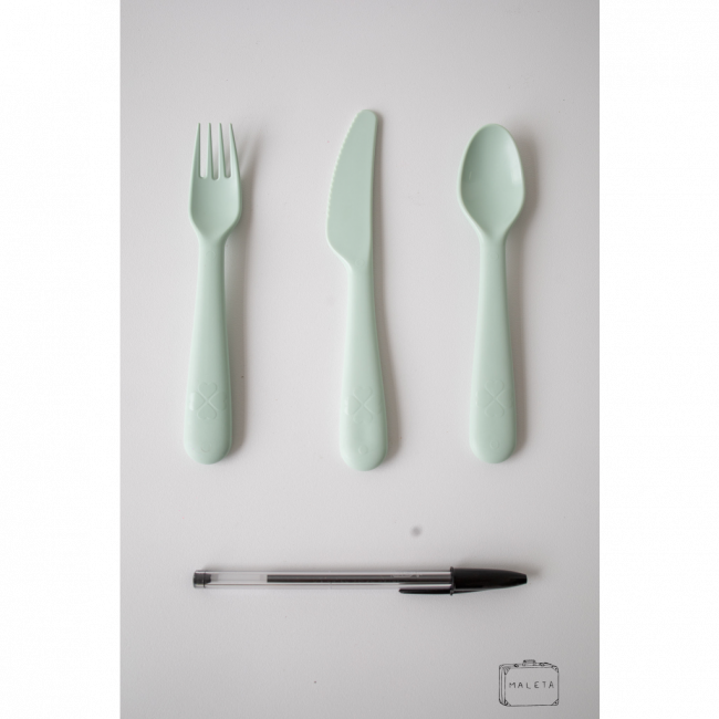 KIT TALHER INFANTIL DE PLÁSTICO VERDE - 3 PEÇAS