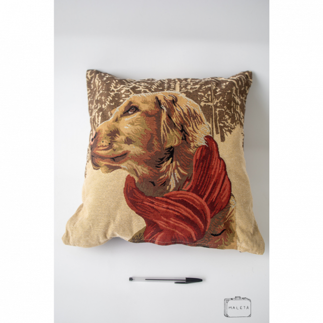 ALMOFADA BEGE ESTAMPA LABRADOR - 45X45