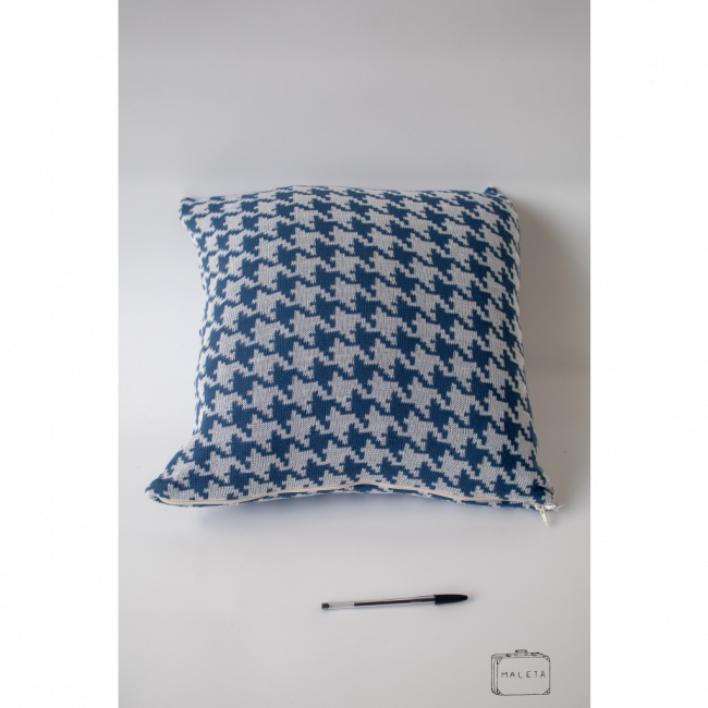 ALMOFADA AZUL COM CINZA ESTAMPADA - 45X45