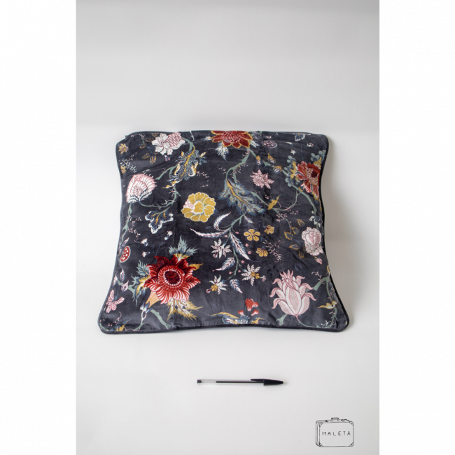 ALMOFADA SUEDE CINZA CHUMBO ESTAMPADA - 50X50