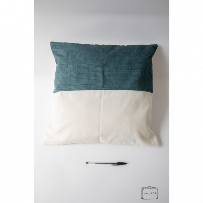 ALMOFADA OFF WHITE E VERDE - 45X45