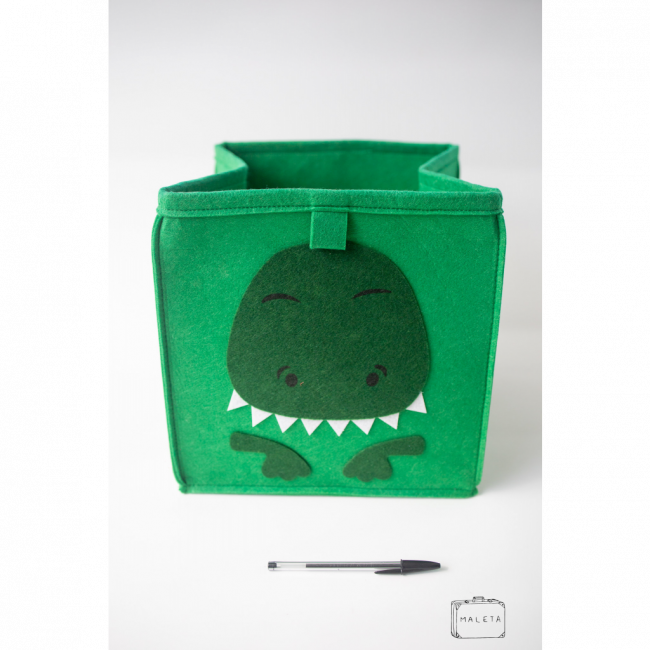 CAIXA ORGANIZADORA INFANTIL FELTRO VERDE DINOSSAURO