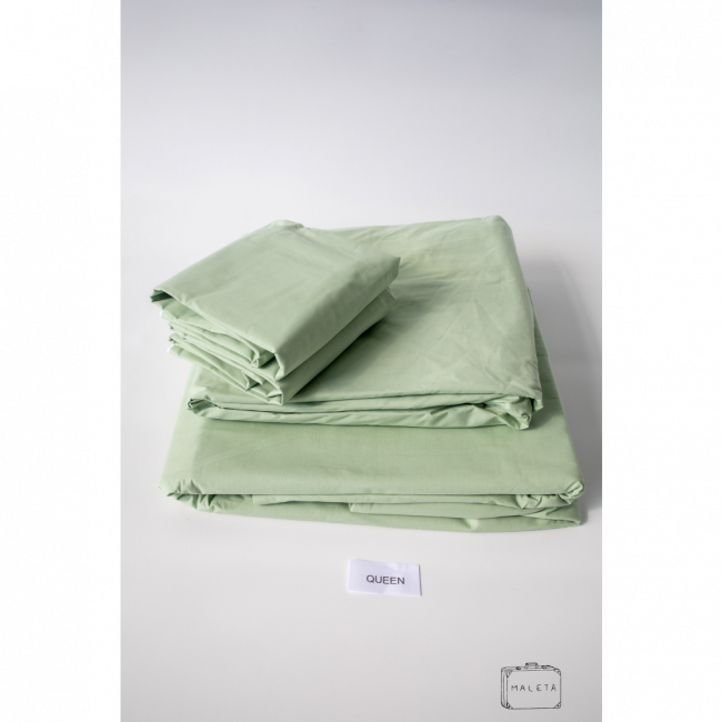 JOGO DE CAMA QUEEN VERDE MENTA - 04 PEÇAS