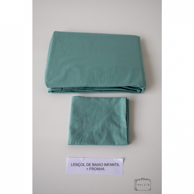 LENÇOL DE ELÁSTICO + FRONHA INFANTIL VERDE - 02 PEÇAS