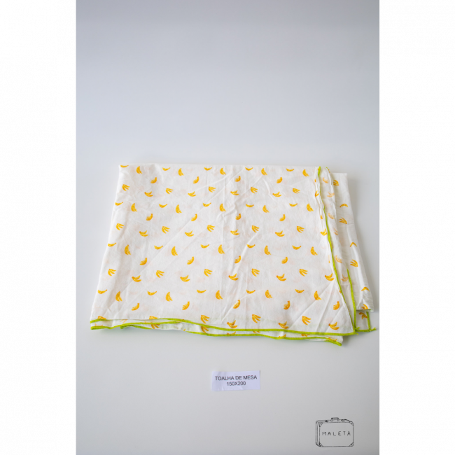 TOALHA DE MESA BRANCA ESTAMPA BANANA - 1,50X2,00