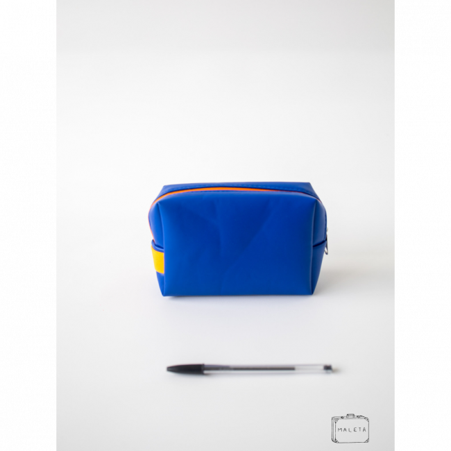 NECESSAIRE AZUL ZÍPER LARANJA