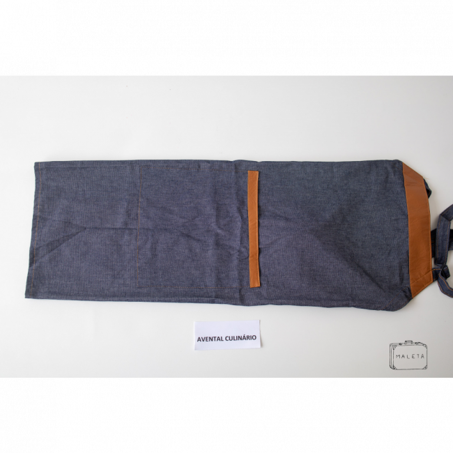 AVENTAL CULINÁRIO JEANS DETALHE COURO