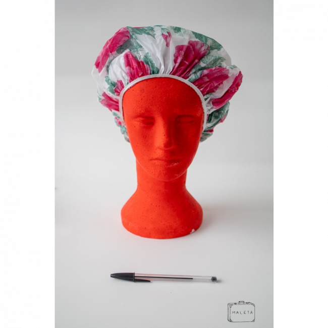 TOUCA DE CABELO BRANCA FLORES ROSAS