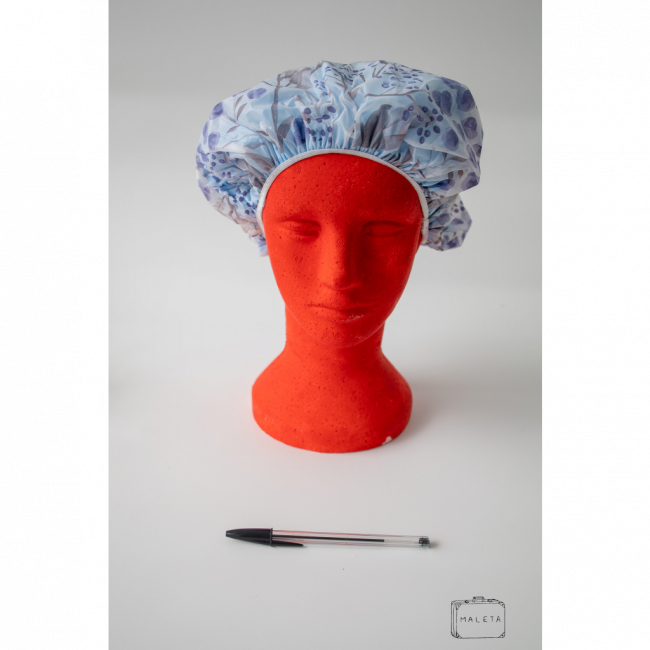 TOUCA DE CABELO ESTAMPADA FOLHAGEM AZUL