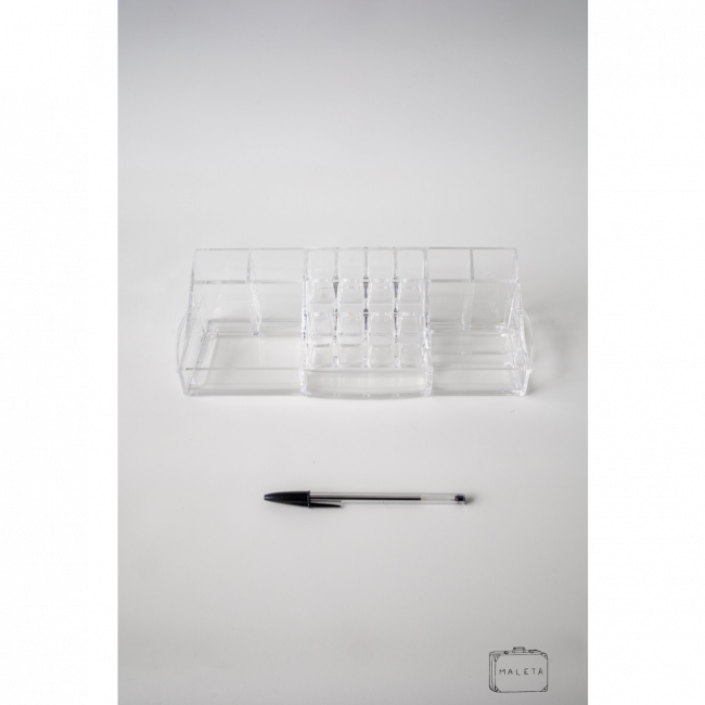 SUPORTE DE MAQUIAGEM ACRÍLICO TRANSPARENTE