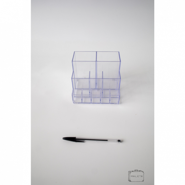 SUPORTE DE PINCÉIS DE MAQUIAGEM ACRÍLICO TRANSPARENTE