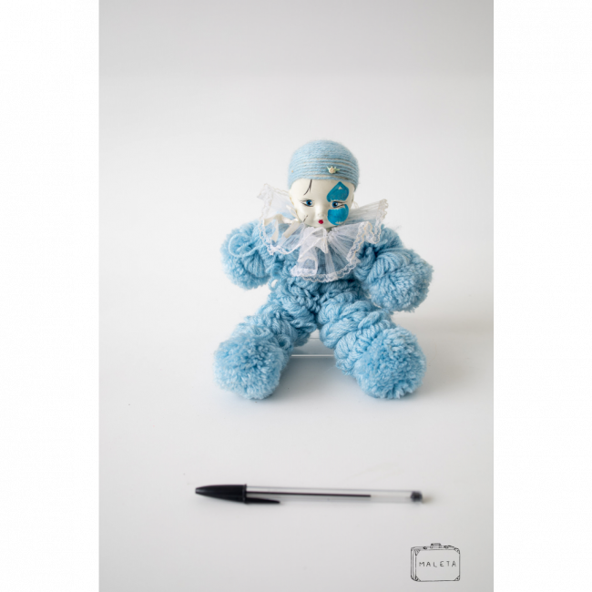 BONECO CABEÇA DE GESSO ROUPA DE TULE AZUL