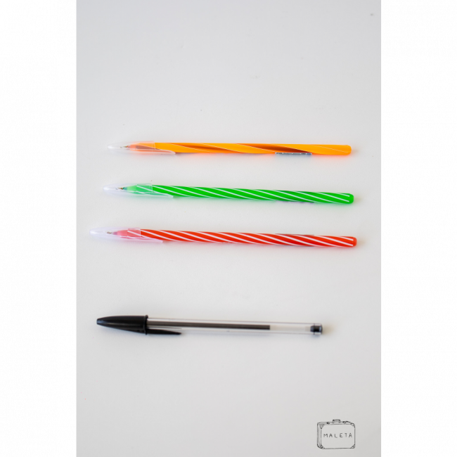 CANETA CIS ESPIRAL (VERMELHA, LARANJA E VERDE)
