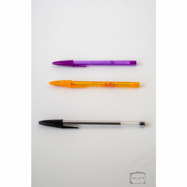 CANETA BIC (LARANJA E ROXA)