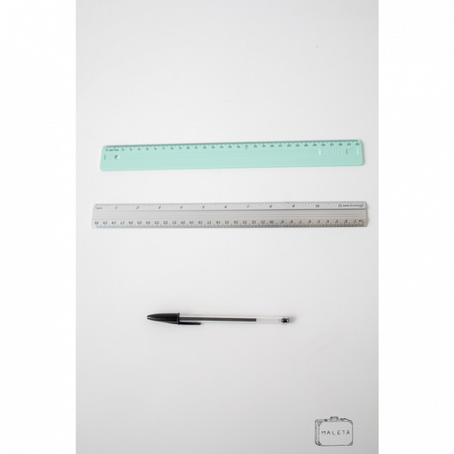 RÉGUA ACRÍLICA 30CM (CINZA E VERDE MENTA)