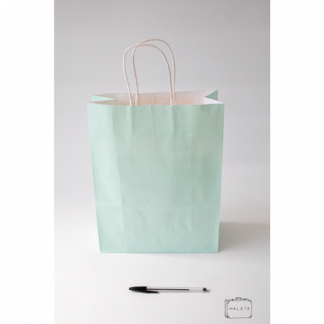 SACOLA PAPEL VERDE MENTA COM ALÇA